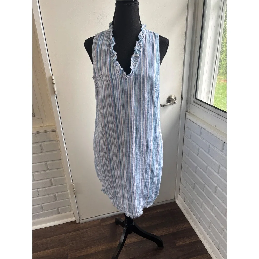 Tommy Bahama‎ Two Palms Double Ruffle Linen Dress Small coastal resortwear boho